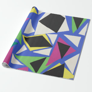 Papel De Presente Arte Abstrata Geométrica Azul Recortada de Matisse