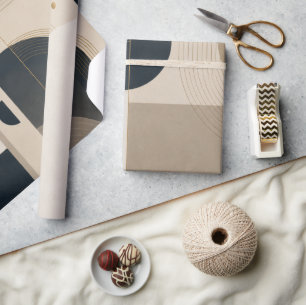 Papel De Presente Arte abstrata geométrica minimalista de luxo em NB