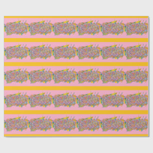 Papel De Presente arte abstrata listras em rosa