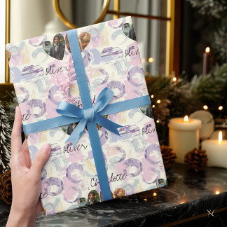 Papel De Presente Arte abstrata personalizada com fotos e nomes