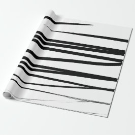 Papel De Presente Arte Abstrato das Linhas Negras e Brancas Modernas