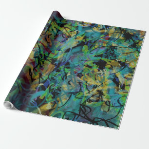 Papel De Presente Arte Abstrato Rabiscado Multicolorido
