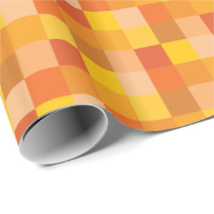 Papel De Presente Arte alaranjada e amarela do pixel do teste padrã