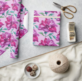 Papel De Presente Arte Artística Rosa Roxo em Aquarela