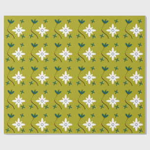 Papel De Presente Arte Botânica Abstrata de Flor de Margarida Minima