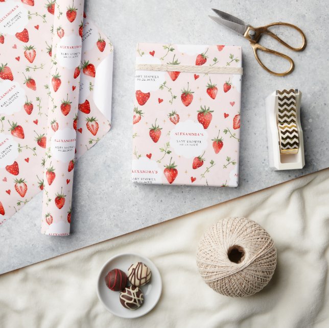 Papel De Presente Arte Botânica Doce de Frutas Rosa Menina Chamada d (Artesanato)