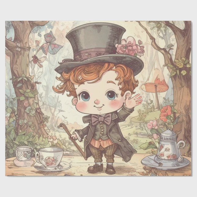 Papel De Presente Arte Caprichosa do Chapeleiro Maluco da Floresta E (Aberto)