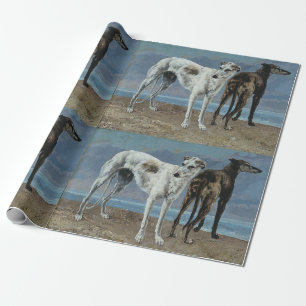 Papel De Presente Arte clássica de dois galgos
