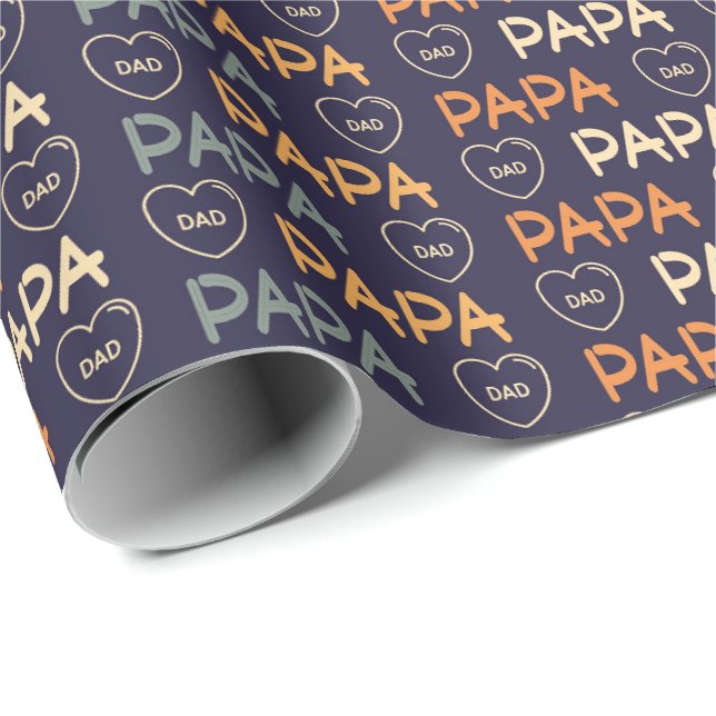 Papel De Presente Arte com palavras Cool Dad Papa  (Ponta do rolo)