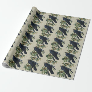 Papel De Presente Arte da Natureza de Pássaros do Corvo de Audubon V
