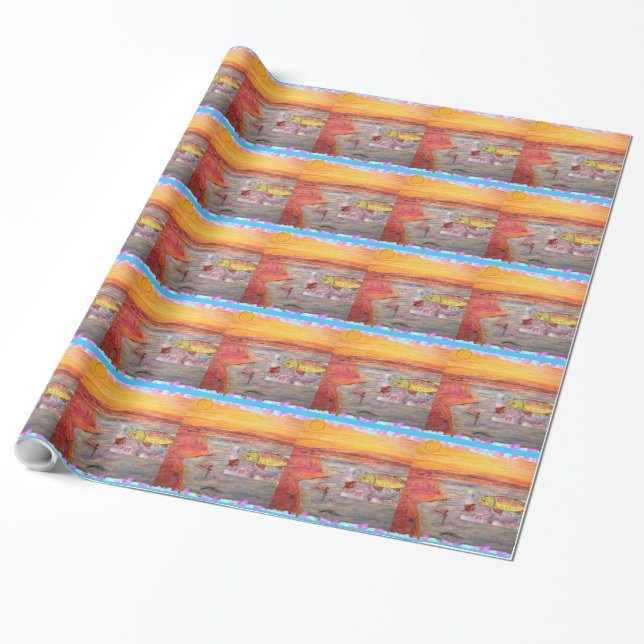 Papel De Presente arte da truta de arco-íris (Desenrolado)