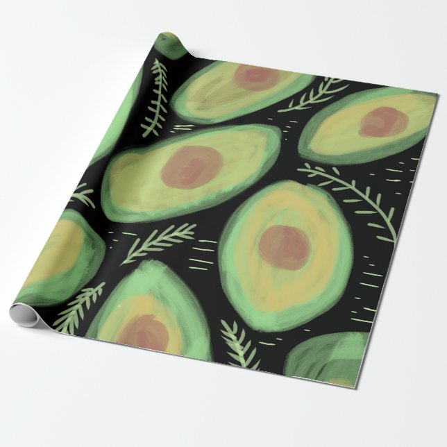 Papel De Presente Arte de Aguacate en Acuarela (Desenrolado)
