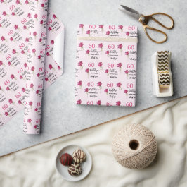 Papel De Presente Arte de aquarela de rosa cor-de-rosa com caligrafi