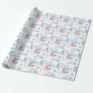 Papel De Presente Arte de aquarela personalizada com aniversário de