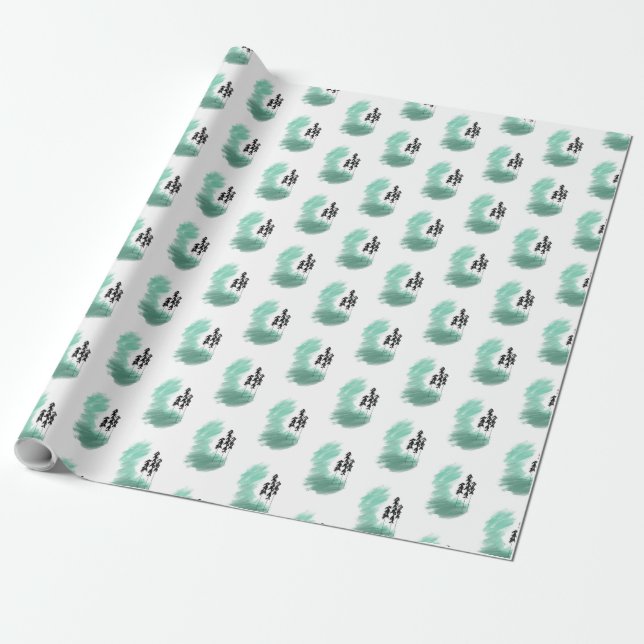 Papel De Presente arte de árvore verde escandinava simples moderno m (Desenrolado)