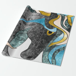 Papel De Presente Arte de Cavalo em Vidro Colorido Abstrato – Equino