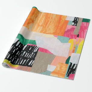 Papel De Presente Arte de colagem moderna. Mídia mista na canvas. C