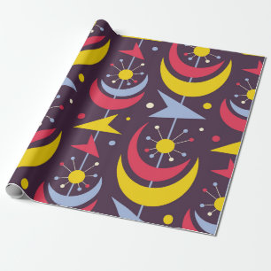 Papel De Presente Arte de colheita moderna do século médio. Abstrac