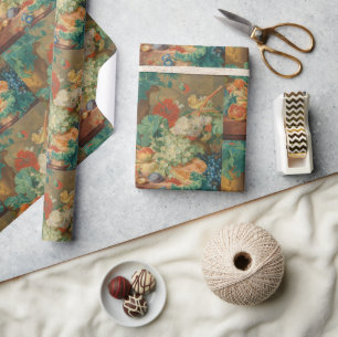 Papel De Presente Arte de Cozinha Rústica Impressão Vintage de Fruta
