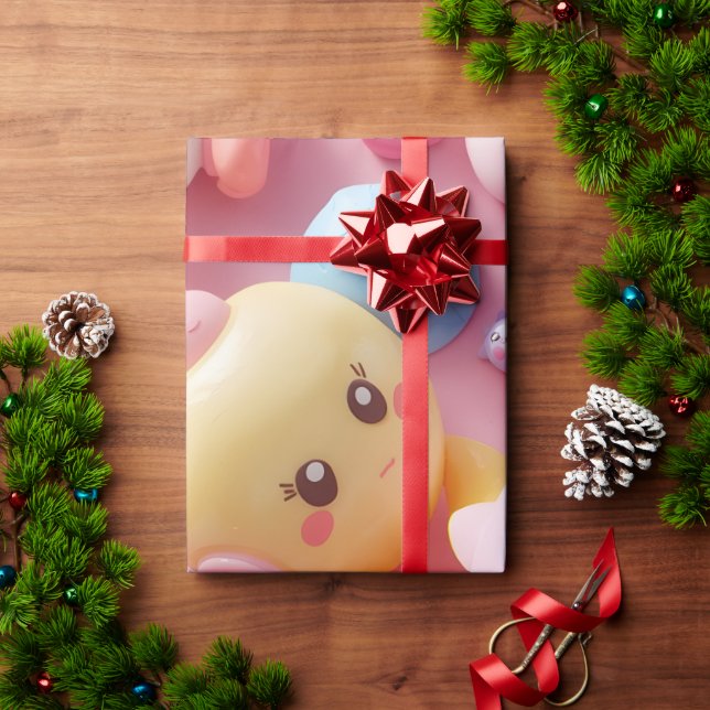 Papel De Presente Arte de Criatura de Brinquedo Pastel Kawaii (Presente de Natal)