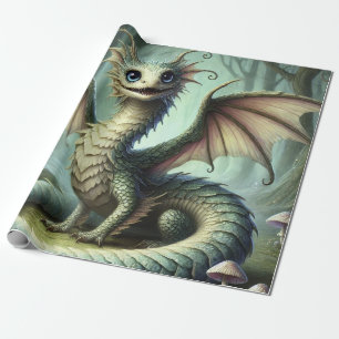 Papel De Presente Arte de Fantasia de Criatura Fofa do Jabberwocky d