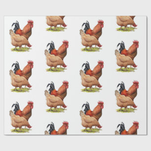 Papel De Presente Arte de Frango e Galo, Aves, Animais de Fazenda