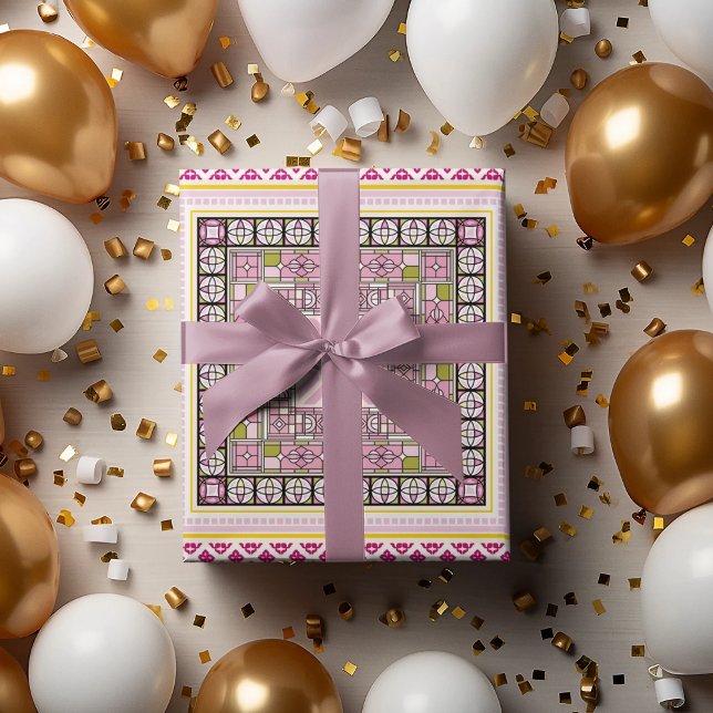 Papel De Presente Arte de fronteira étnica (ethnic traditional birthday packing gift wrap,gift wrapping paper,return gift wrap paper,paper gift)