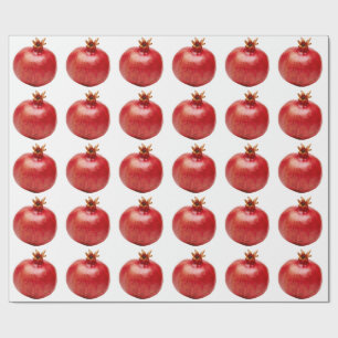 Papel De Presente Arte de Fruta de Romã Vermelha Fresca e Saudável