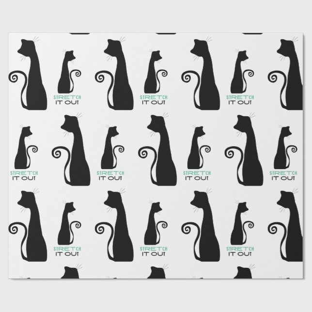 Papel De Presente Arte de gato preto (Aberto)