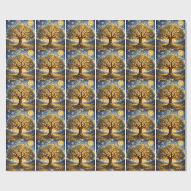 Papel De Presente arte de geometria sagrada árvore (Aberto)