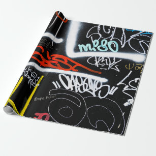Papel De Presente Arte de grafite preta e multicolorido