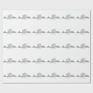 Papel De Presente Arte de Linha da Silhueta Minimalista de Fort Wort