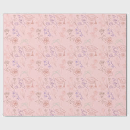 Papel De Presente Arte de Linha Floral de Formatura
