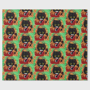 Papel De Presente Arte de Natal de Gato Engraçado