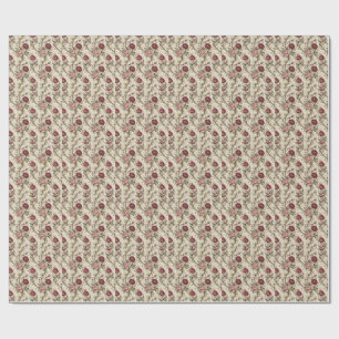 Papel De Presente Arte de padrão floral de rosa e damasco botânico v