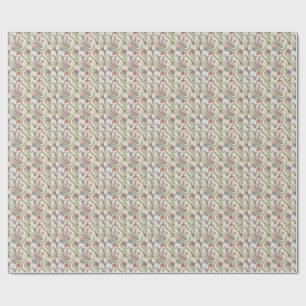 Papel De Presente Arte de padrão floral de rosa francesa clássica e