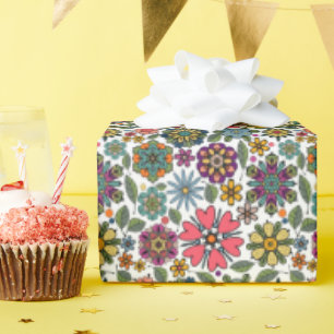 Papel De Presente Arte de Padrão Sem Costura de Desenho Floral Retro