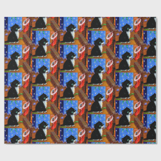 Papel De Presente Arte de pintura de gato preto de Natal