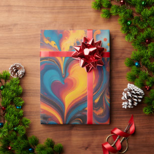 Papel De Presente Arte de pintura de líquido cardíaco