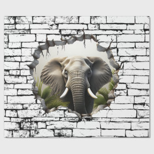 Papel De Presente Arte de Quebra de Parede de Elefantes 3D - Safari 