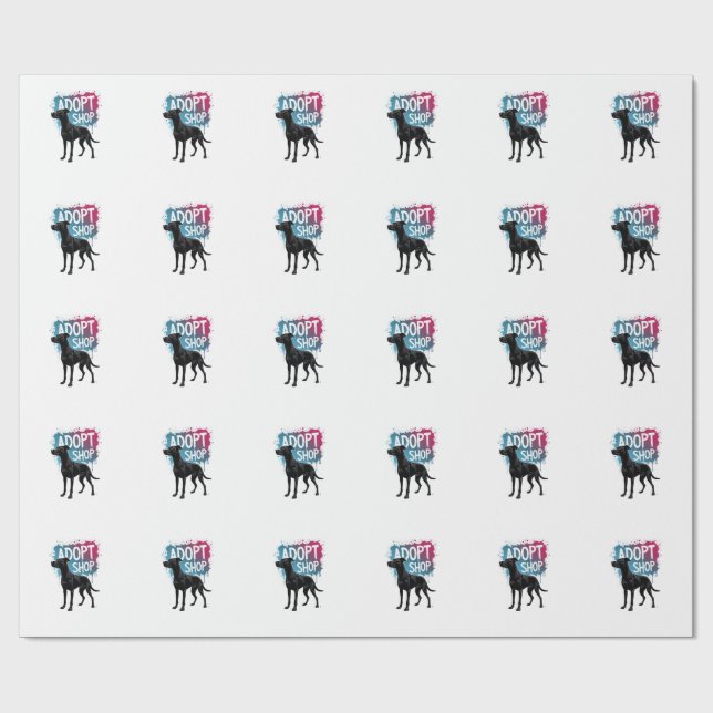 Papel De Presente Arte de Resgate de Cão Grafite Adote Não Compre Vi (Aberto)