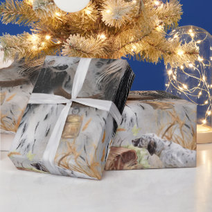 Papel De Presente Arte de Setter em Três Cores Inglês, Caça a Pau