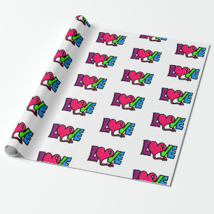 Papel De Presente Arte de Tipografia de Palavra de Amor