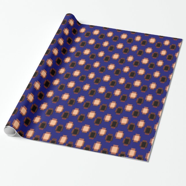 Papel De Presente Arte Deco Azul Marinho (Desenrolado)
