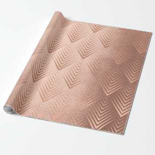 Papel De Presente Arte Deco Blush Rosa de Cobre Geometria Elegante