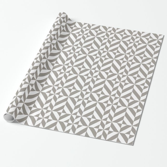 Papel De Presente Arte Deco Geométrico Cinza Prata (Desenrolado)