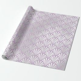 Papel De Presente Arte Deco Lavanda Cinzas de Prata Conchas