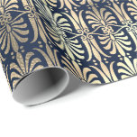 Papel De Presente Arte Deco Ornamento Dourado Sepia Azul Marinho Pre<br><div class="desc">florenceK clássico de plástico plástico florenceK design</div>