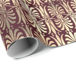 Papel De Presente Arte Deco Ornamento Dourado Sepia Borgonha Vermelh<br><div class="desc">florenceK clássico de plástico plástico florenceK design</div>