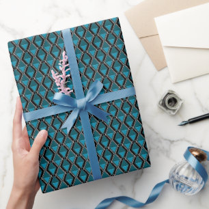 Papel De Presente arte deco padrão geométrico preto azul